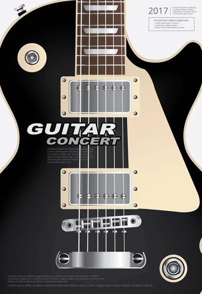 Guitarra Concerto Cartaz Modelo Fundo Ilustração Vetorial — Vetor de Stock