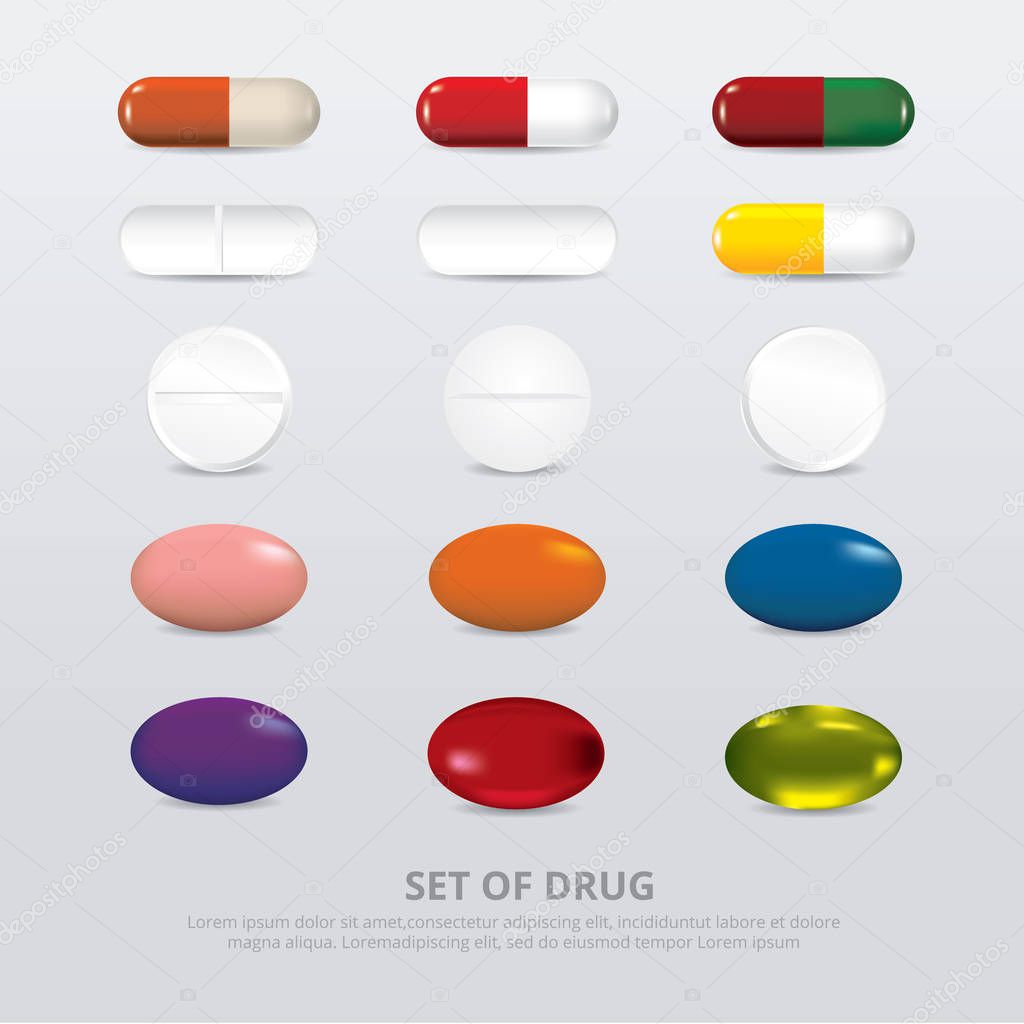 Set of Drug Realistic Vector Illustration