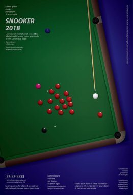 Snooker Şampiyonası Poster tasarım şablonu vektör çizim