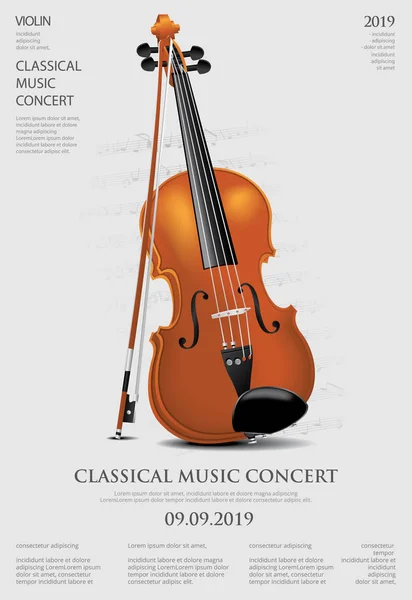 クラシック音楽概念のヴァイオリンのベクトル図 — ストックベクタ