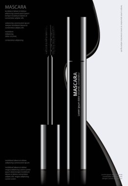 Paket Vektörü İllüstrasyonlu Poster Kozmetik Mascarası