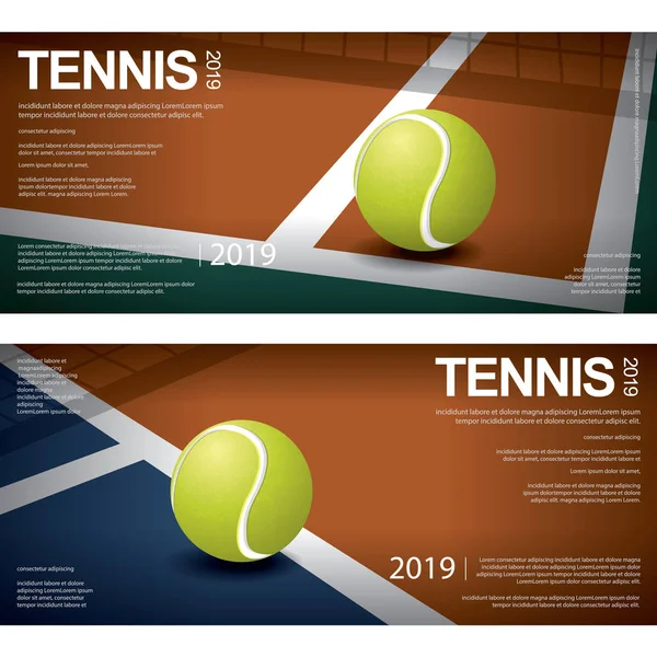 Banner Tenis Campeonato Poster Vector Ilustración — Archivo Imágenes Vectoriales