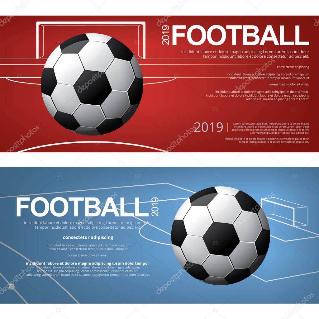 2 Banner Soccer Football Poster Vector Illustration