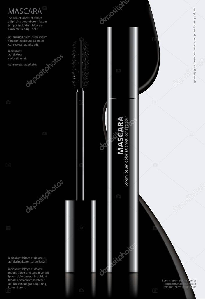 Poster Cosmetic Mascara with Packaging Vector Illustration