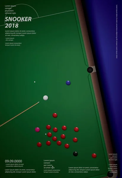 Snooker Championship Plakat Projekt Szablon Wektor Ilustracja — Wektor stockowy