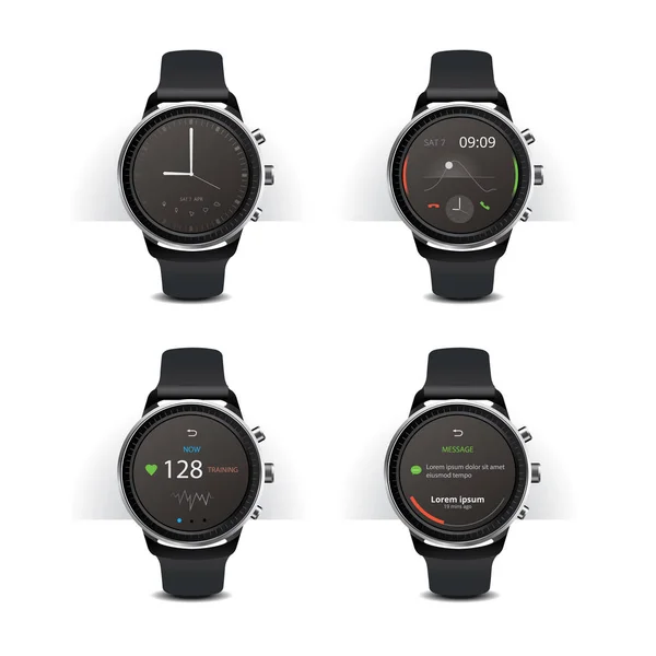 Smart Watch Mit Digitalem Anzeigeset Vektor Illustration — Stockvektor