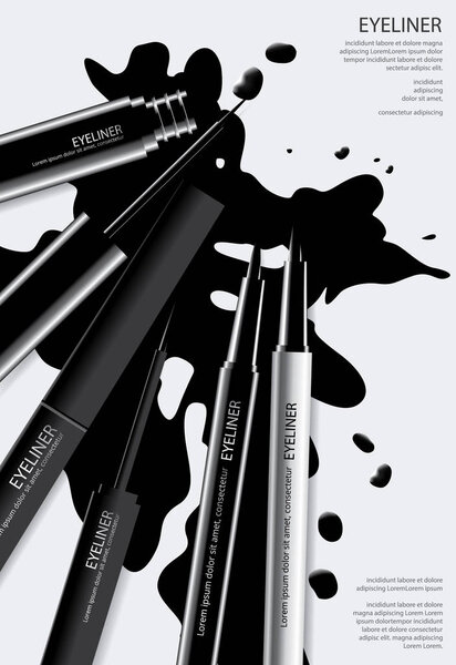 Косметическая подводка для глаз с векторной иллюстрацией дизайна упаковки

