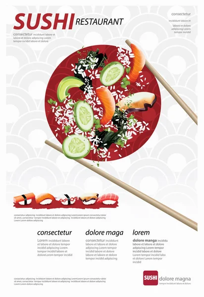 Póster Del Restaurante Sushi Vector Ilustración — Vector de stock