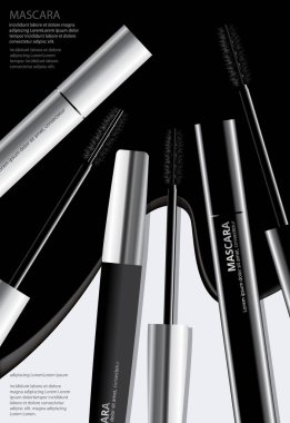 Paket Vektörü İllüstrasyonlu Poster Kozmetik Mascarası