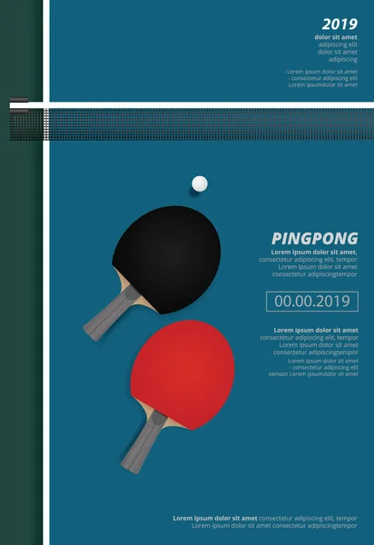 Pingpong Poster Şablonu Vektör İllüstrasyonu