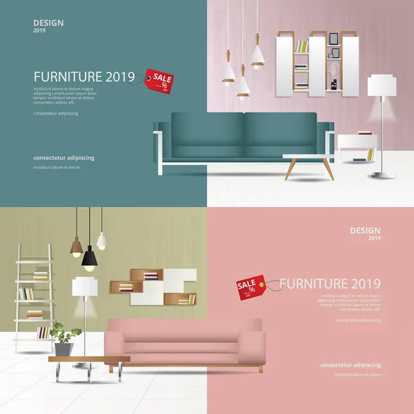 Banner Tone Furniture Sale Design Templat Vector Illustration - Stok Vektor