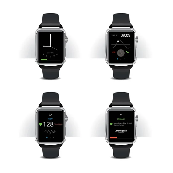 Smart Watch Mit Digitalem Anzeigeset Vektor Illustration — Stockvektor