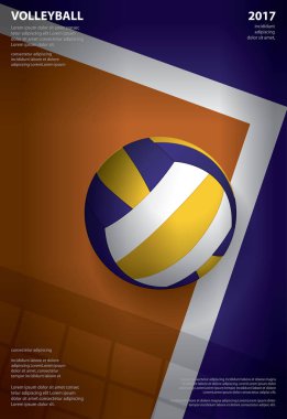 Voleybol Turnuvası Poster Şablonu Tasarım Vektörü İllüstrasyonu