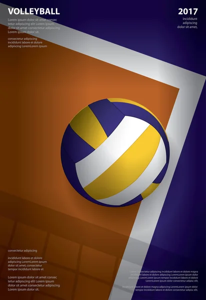 Voleybol Turnuvası Poster Şablonu Tasarım Vektörü Llüstrasyonu — Stok Vektör