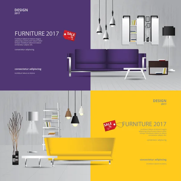 Banner Möbel Verkauf Design Vorlage Vektor Illustration — Stockvektor