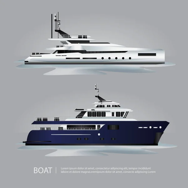 Trasporti Barca Turistica Yacht Travel Vector Illustrazione — Vettoriale Stock