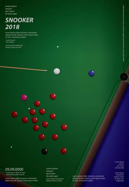 Snooker Championship Plakat Projekt Szablon Wektor Ilustracja — Wektor stockowy