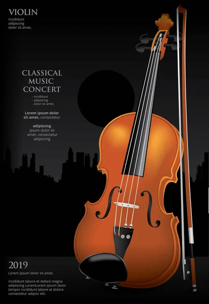 Concepto Música Clásica Violín Vector Ilustración — Vector de stock