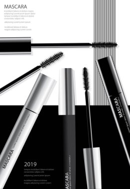 Paket Vektörü İllüstrasyonlu Poster Kozmetik Mascarası