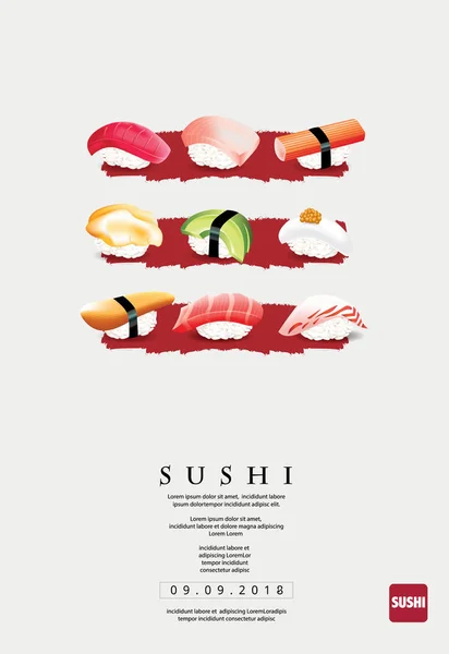 Póster Del Restaurante Sushi Vector Ilustración — Archivo Imágenes Vectoriales