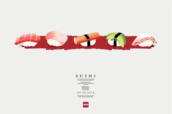 Póster Del Restaurante Sushi Vector Ilustración — Vector de stock