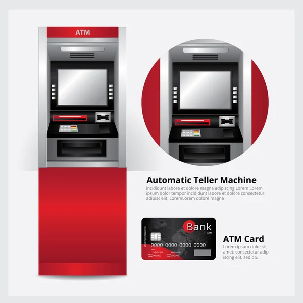 Geldautomat Mit Vektordarstellung Der Geldautomaten — Stockvektor