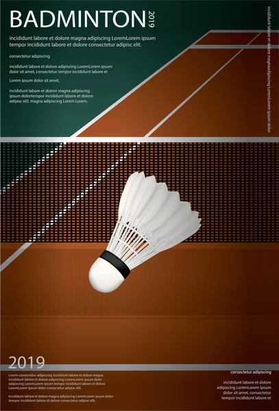 Badminton Championship Plakátový Vektor Ilustrace — Stockový vektor