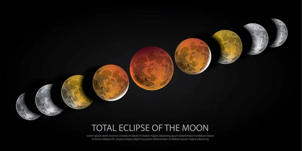 Total Eclipse Moon Vector Illustration — Stock Vector