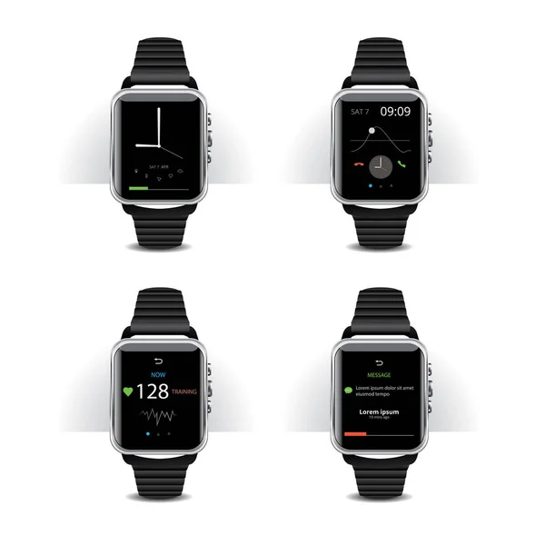 Smart Watch Mit Digitalem Anzeigeset Vektor Illustration — Stockvektor