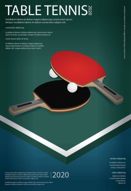 Pingpong Poster Şablonu Vektör İllüstrasyonu