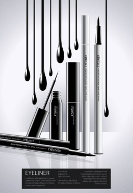 Paket Vektörü İllüstrasyonlu Poster Kozmetik Göz Kalemi