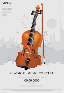 The Classical Music Concept Poster Keman Vektörü İllüstrasyonu