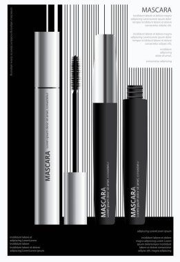 Paket Vektörü İllüstrasyonlu Poster Kozmetik Mascarası