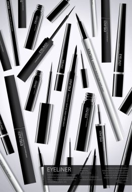 Paket Arkaplan Şablonu Vektör Resimlerine sahip Poster Kozmetik Göz Kalemi