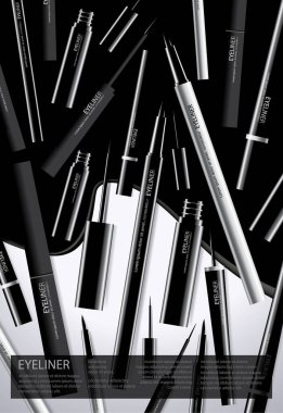 Paket Arkaplan Şablonu Vektör Resimlerine sahip Poster Kozmetik Göz Kalemi