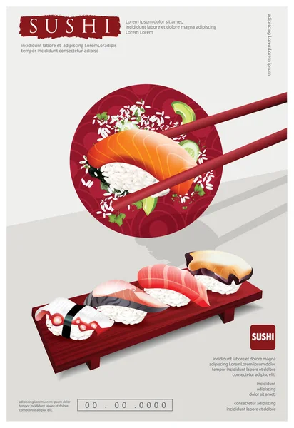 Póster Del Restaurante Sushi Vector Ilustración — Vector de stock