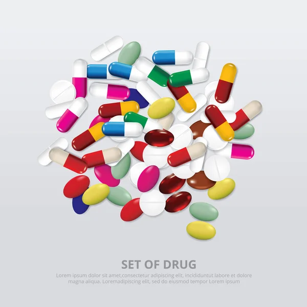 Group Drug Realistic Vector Illustration — Stock Vector