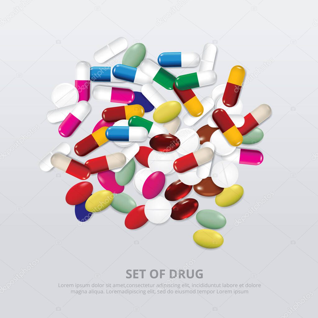 Group of Drug Realistic Vector Illustration