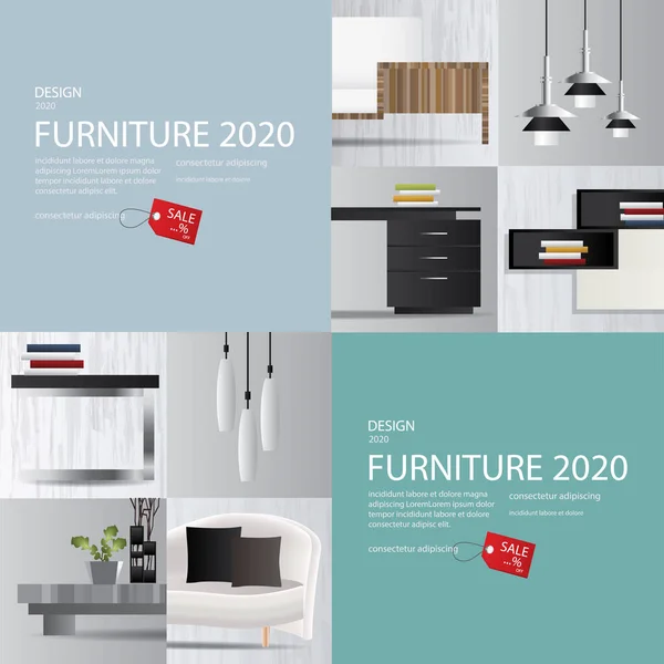 Venta Muebles Banner Publicidad Flayers Vector Illustration — Vector de stock