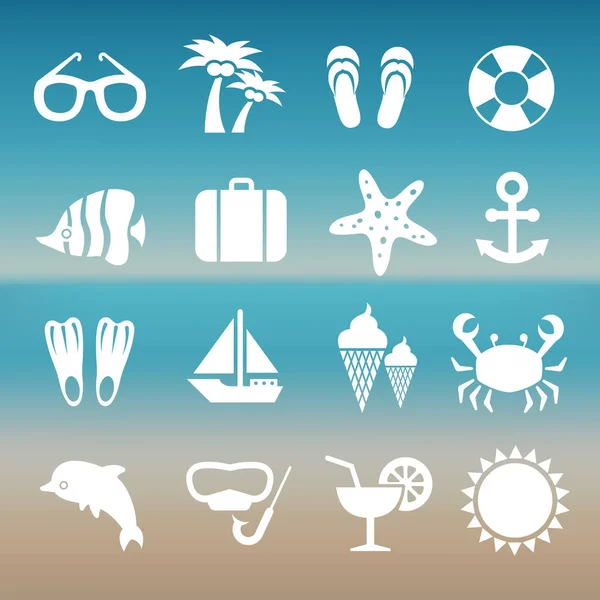 Summer rest traveling tourism vacation time icons set