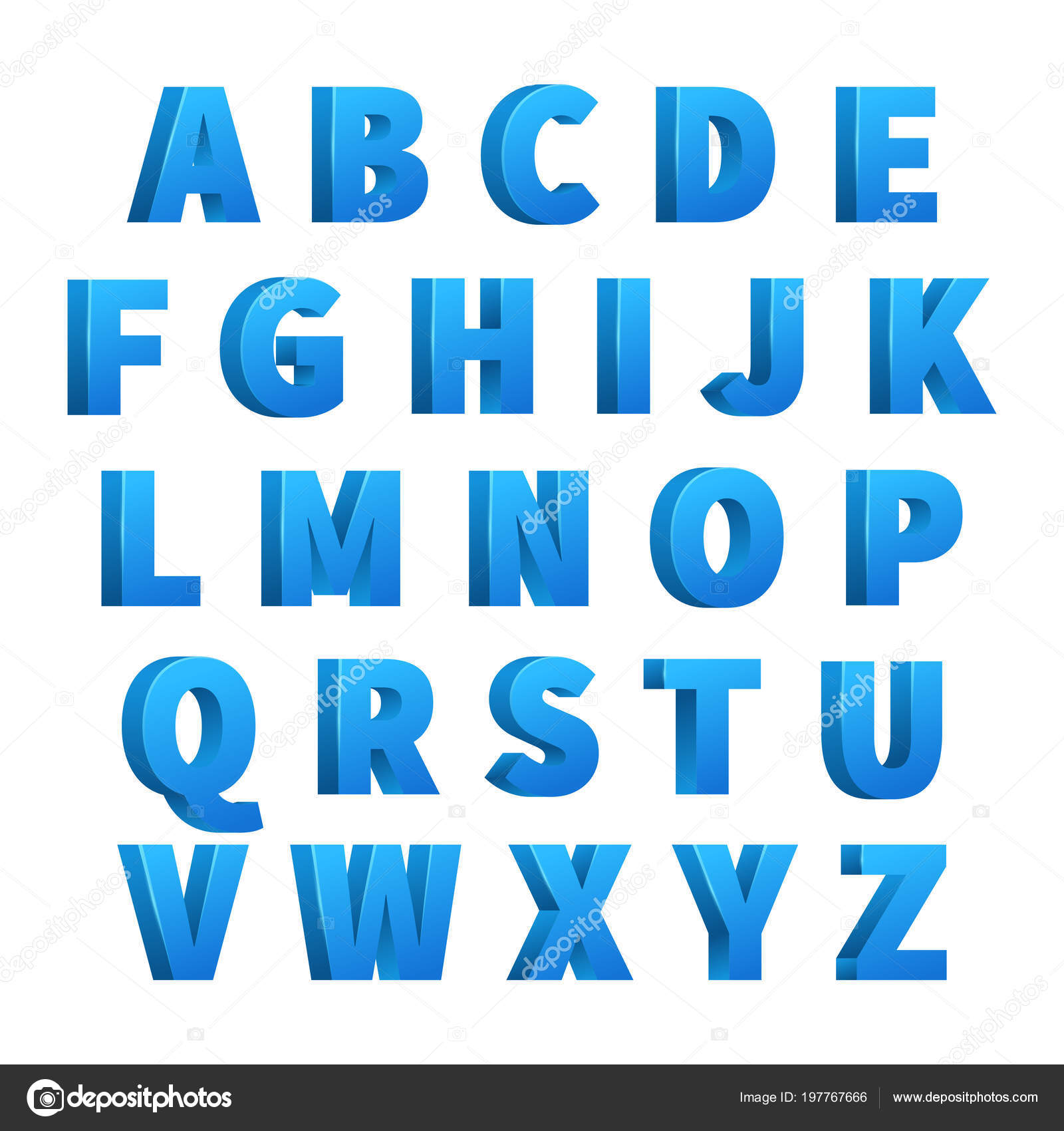 Wonderbaar Ice blue 3d letters, characters, alphabet, lettering — Stock WK-95