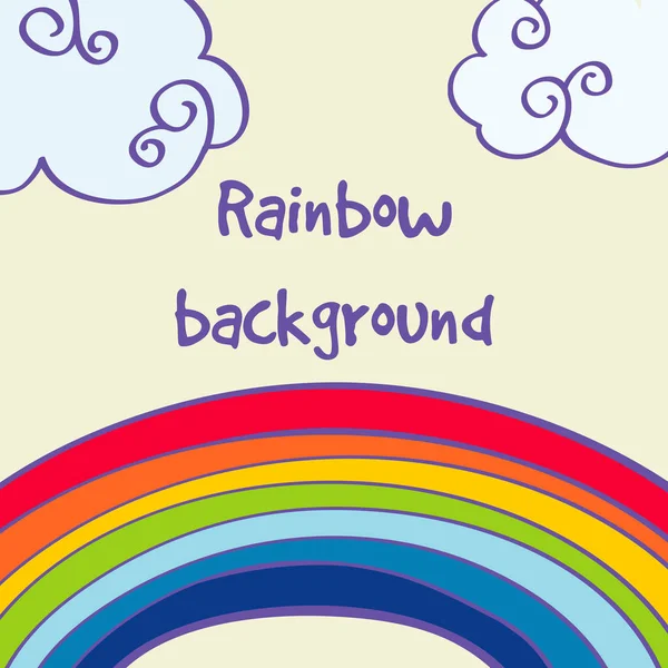Vector hand drawn rainbow and clouds good weather background