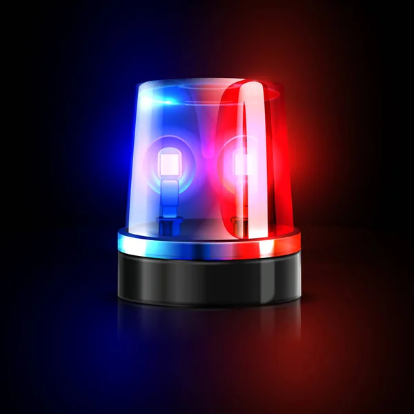 Red And Blue Flasher Siren Vector. 3D Realistic Object. Light Effect