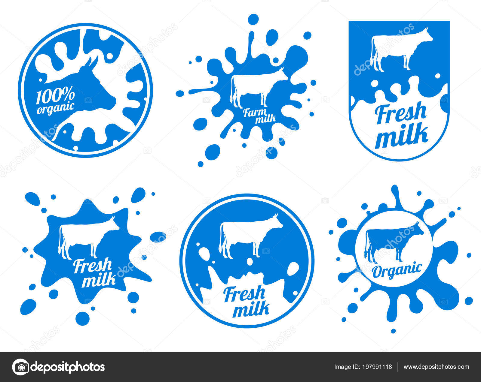 Dairy Vintage Vector Logos Milk Badges Cheese Packaging Labels