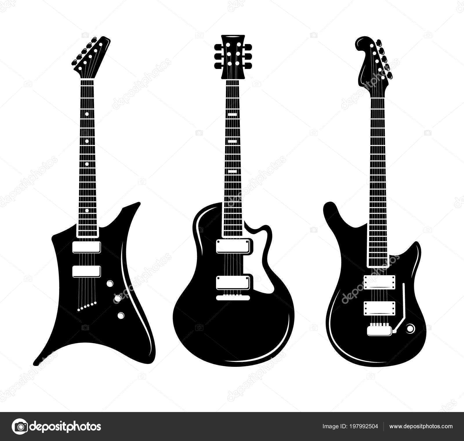 Download Vector black guitar icons acoustic and electric guitars ...