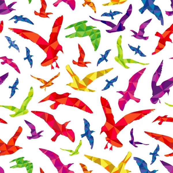 Colorful polygonal birds seamless pattern