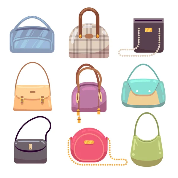 Colourful ladies handbags, woman accessories vector collection