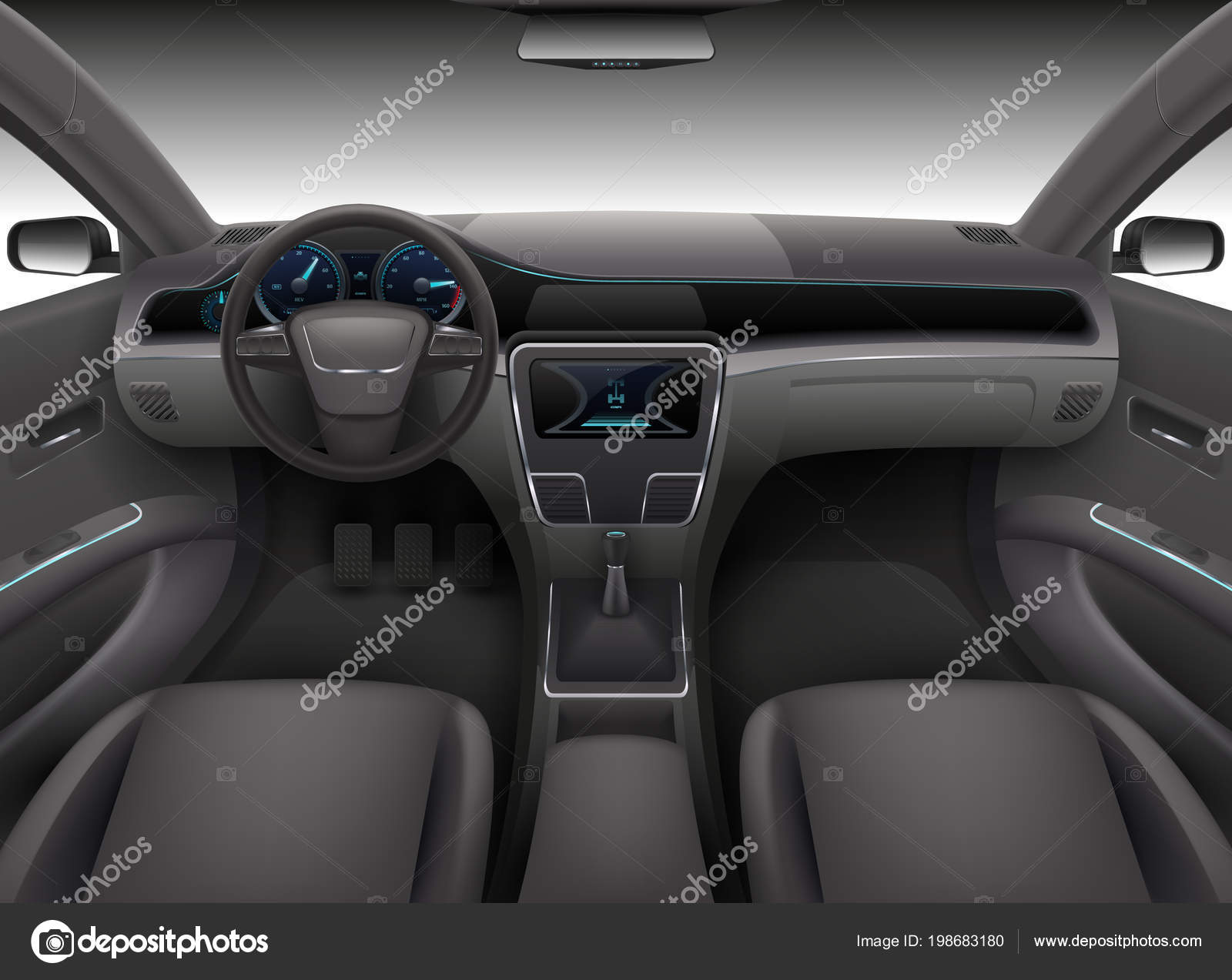 Interior De Carro Realista Com Ilustracao Em Vetor Auto Para