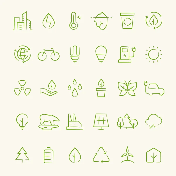 Ecology and recycling outline symbols. Eco and green environment vector line icons