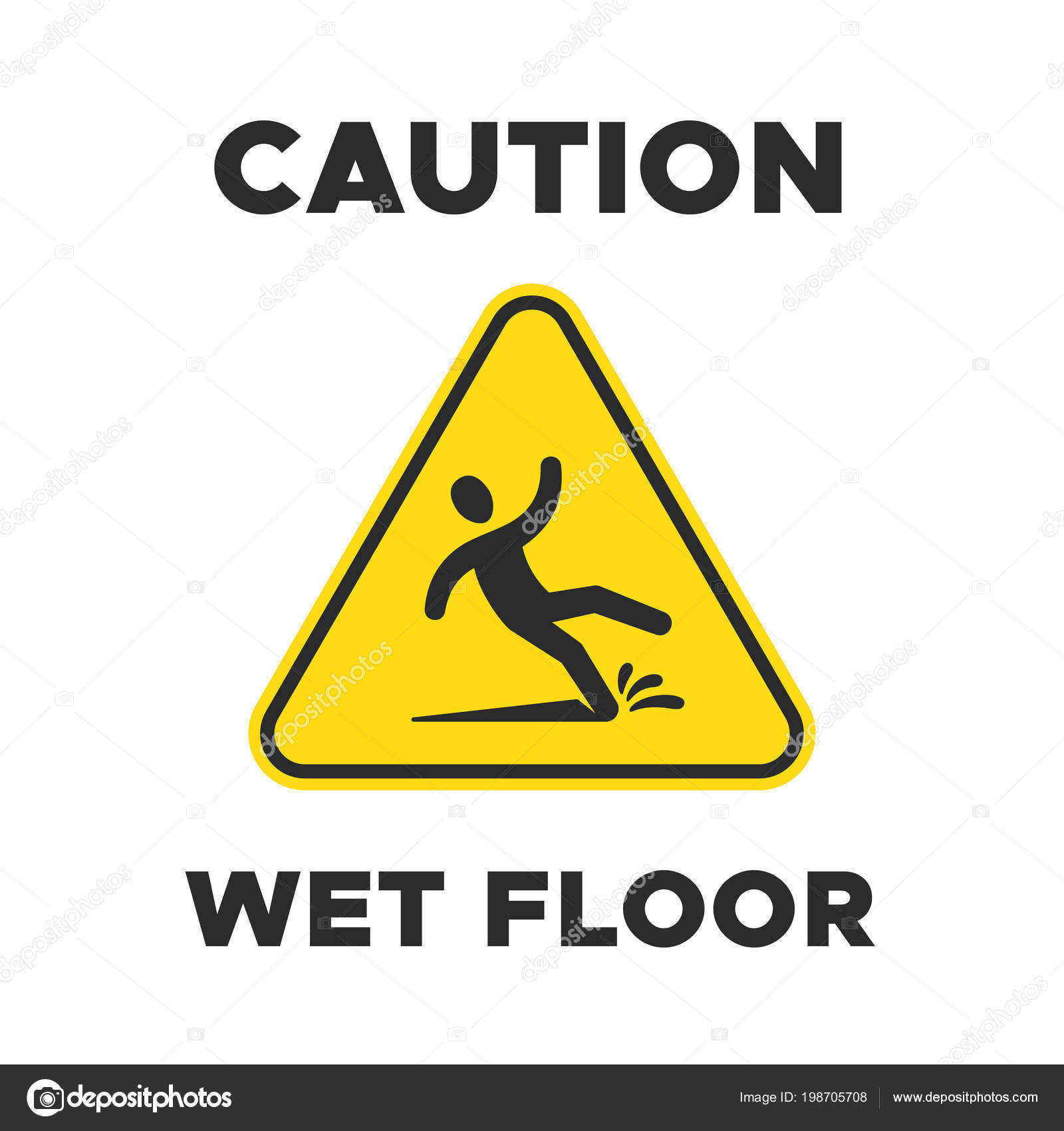 Mokra Podłoga żółty Znak Z Spadające Osoba Piktogram